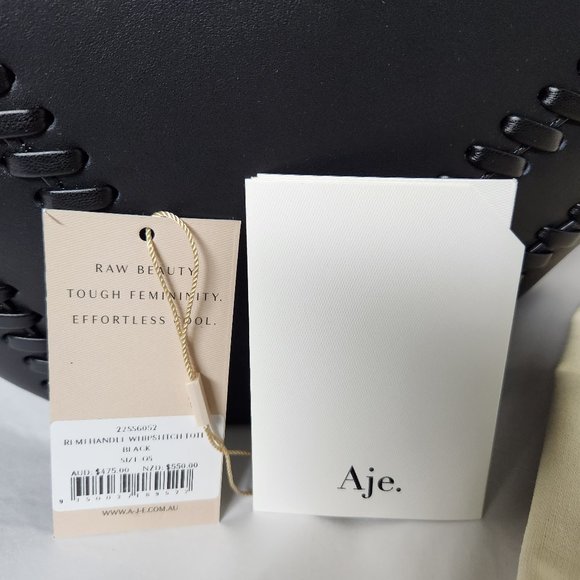 AJE Whipstitch Remi Black Large Leather Tote Gold Sculptural Handles PRICE DROP - Picture 9 of 10